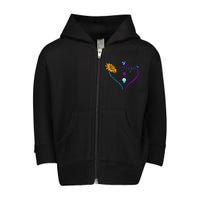 Suicide Prevention Awareness Floral Heart Toddler Zip Fleece Hoodie