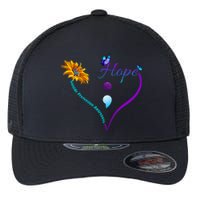 Suicide Prevention Awareness Floral Heart Flexfit Unipanel Trucker Cap