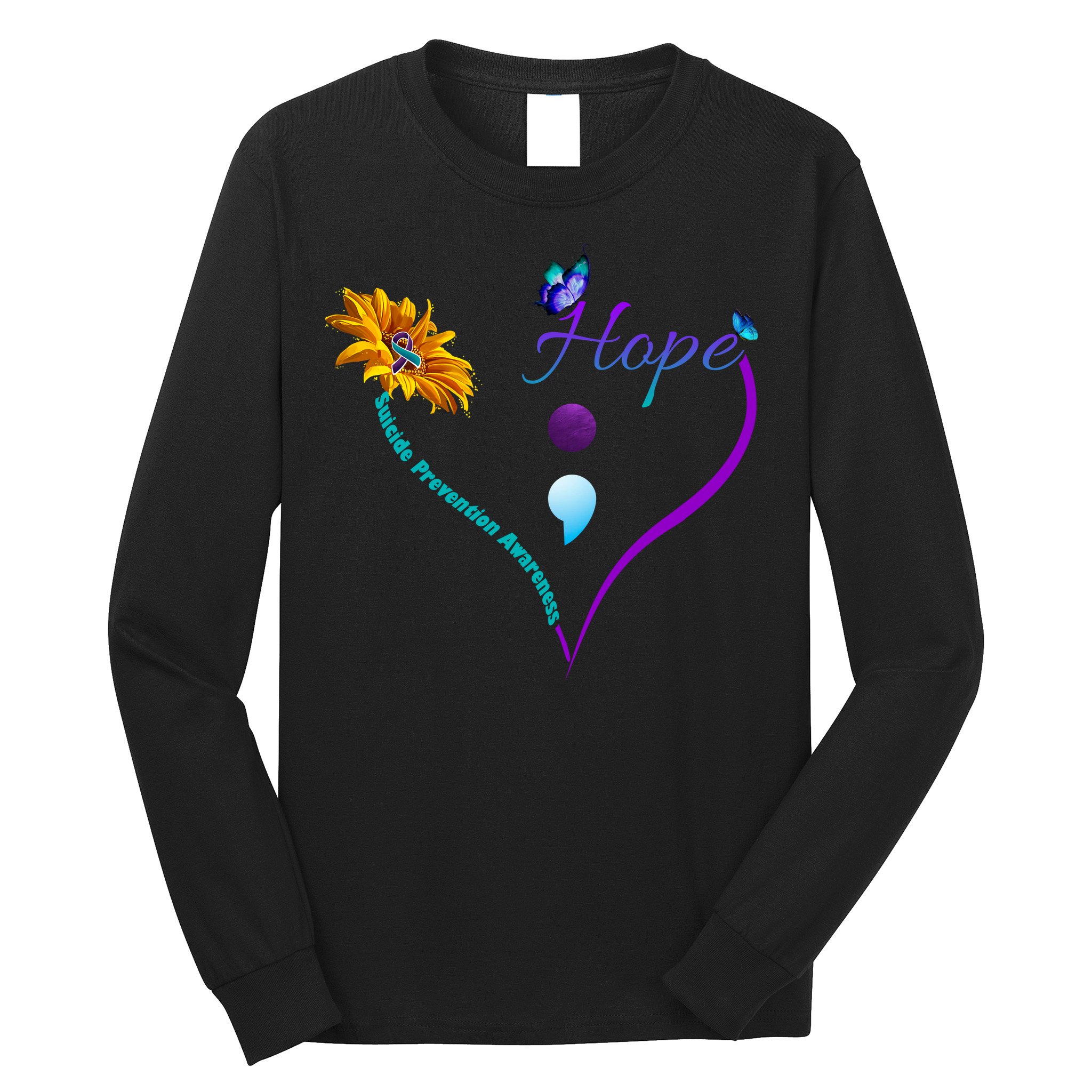 Suicide Prevention Awareness Floral Heart Long Sleeve Shirt