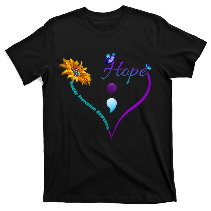 Suicide Prevention Awareness Floral Heart T-Shirt