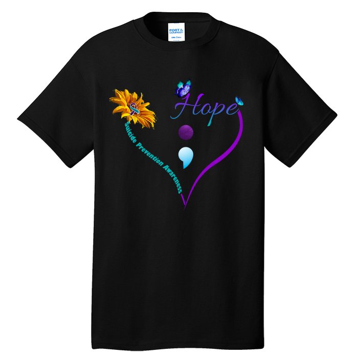 Suicide Prevention Awareness Floral Heart Tall T-Shirt