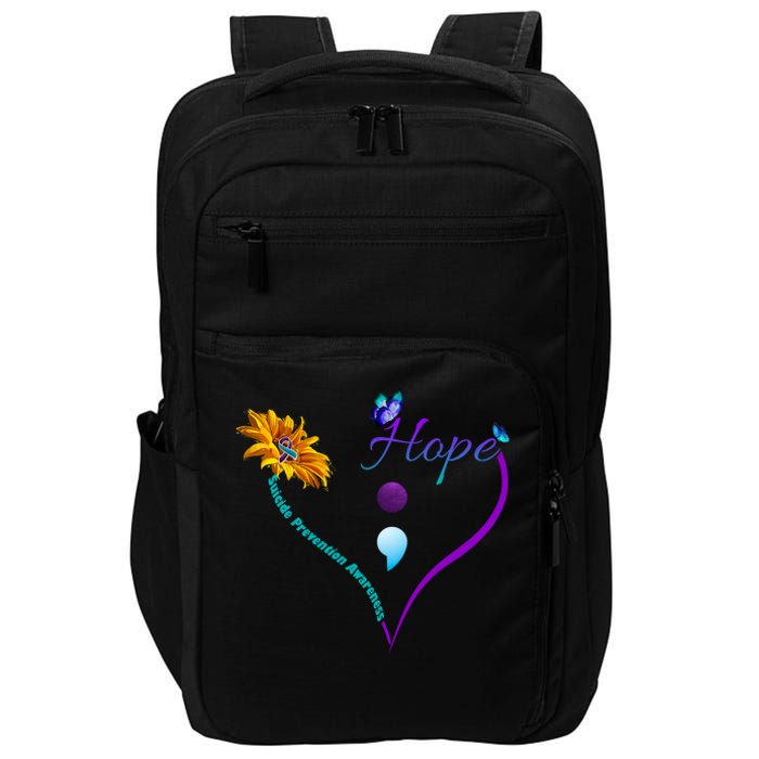 Suicide Prevention Awareness Floral Heart Impact Tech Backpack