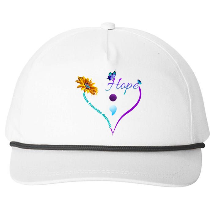 Suicide Prevention Awareness Floral Heart Snapback Five-Panel Rope Hat