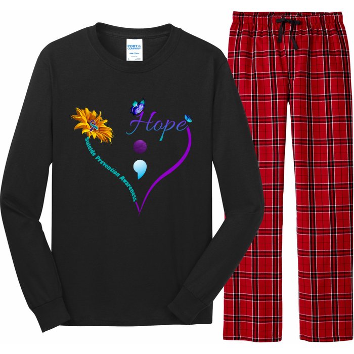 Suicide Prevention Awareness Floral Heart Long Sleeve Pajama Set