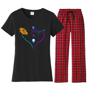 Suicide Prevention Awareness Floral Heart Women's Flannel Pajama Set