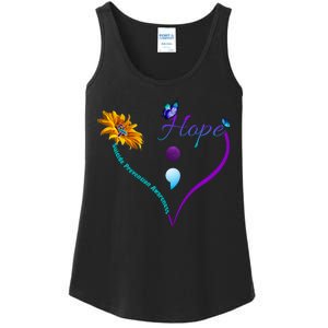 Suicide Prevention Awareness Floral Heart Ladies Essential Tank