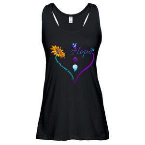 Suicide Prevention Awareness Floral Heart Ladies Essential Flowy Tank