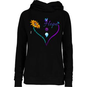 Suicide Prevention Awareness Floral Heart Womens Funnel Neck Pullover Hood