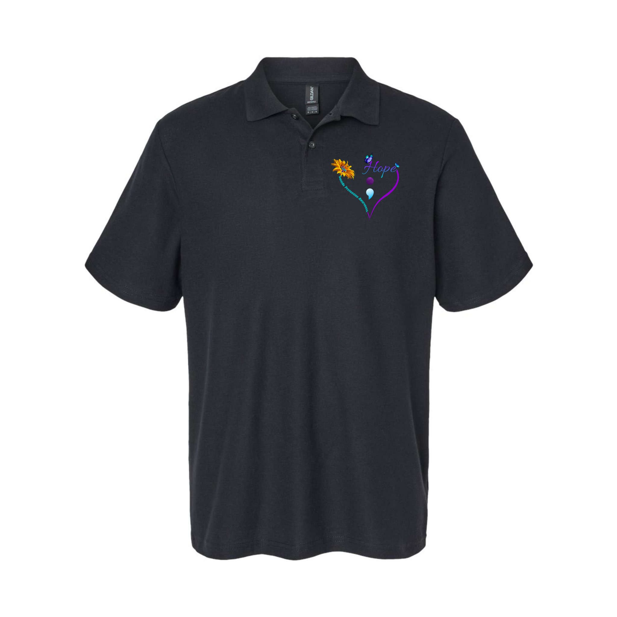 Suicide Prevention Awareness Floral Heart Polo