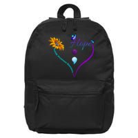 Suicide Prevention Awareness Floral Heart 16 in Basic Backpack