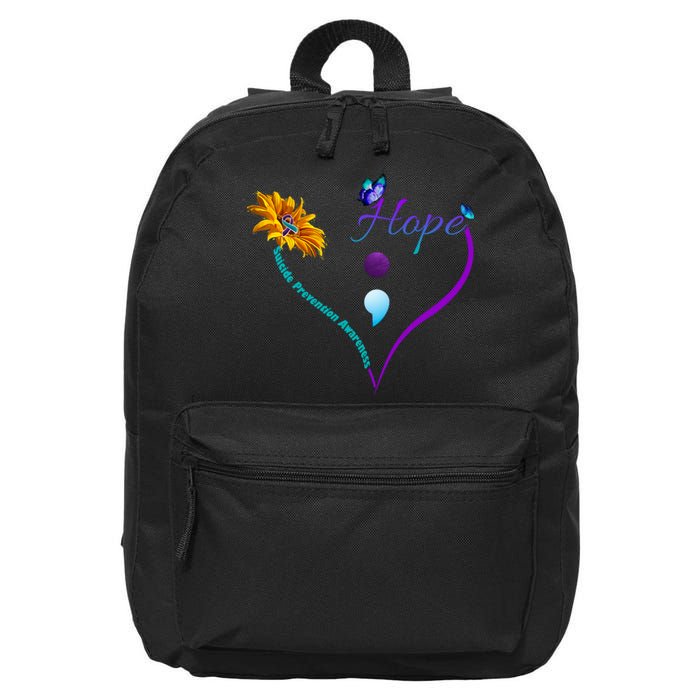 Suicide Prevention Awareness Floral Heart 16 in Basic Backpack