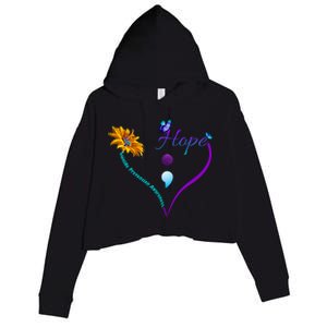 Suicide Prevention Awareness Floral Heart Crop Fleece Hoodie