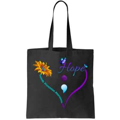 Suicide Prevention Awareness Floral Heart Tote Bag