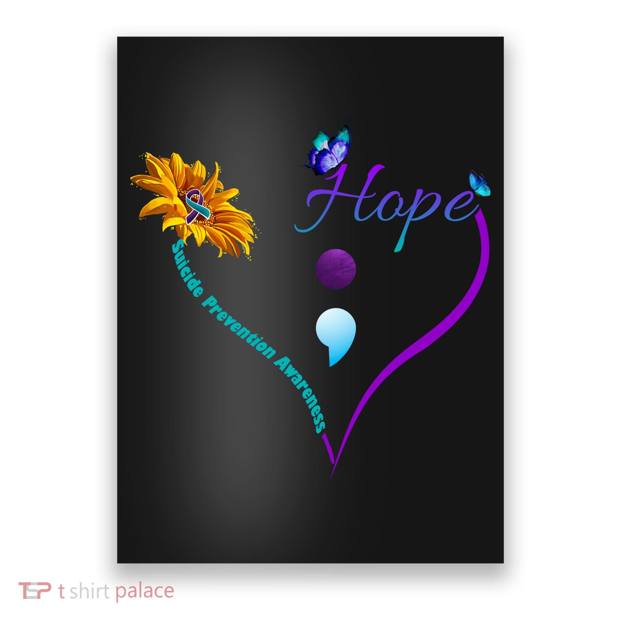 Suicide Prevention Awareness Floral Heart Poster