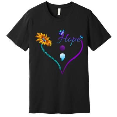Suicide Prevention Awareness Floral Heart Premium T-Shirt