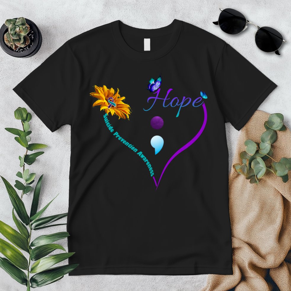 Suicide Prevention Awareness Floral Heart Premium T-Shirt