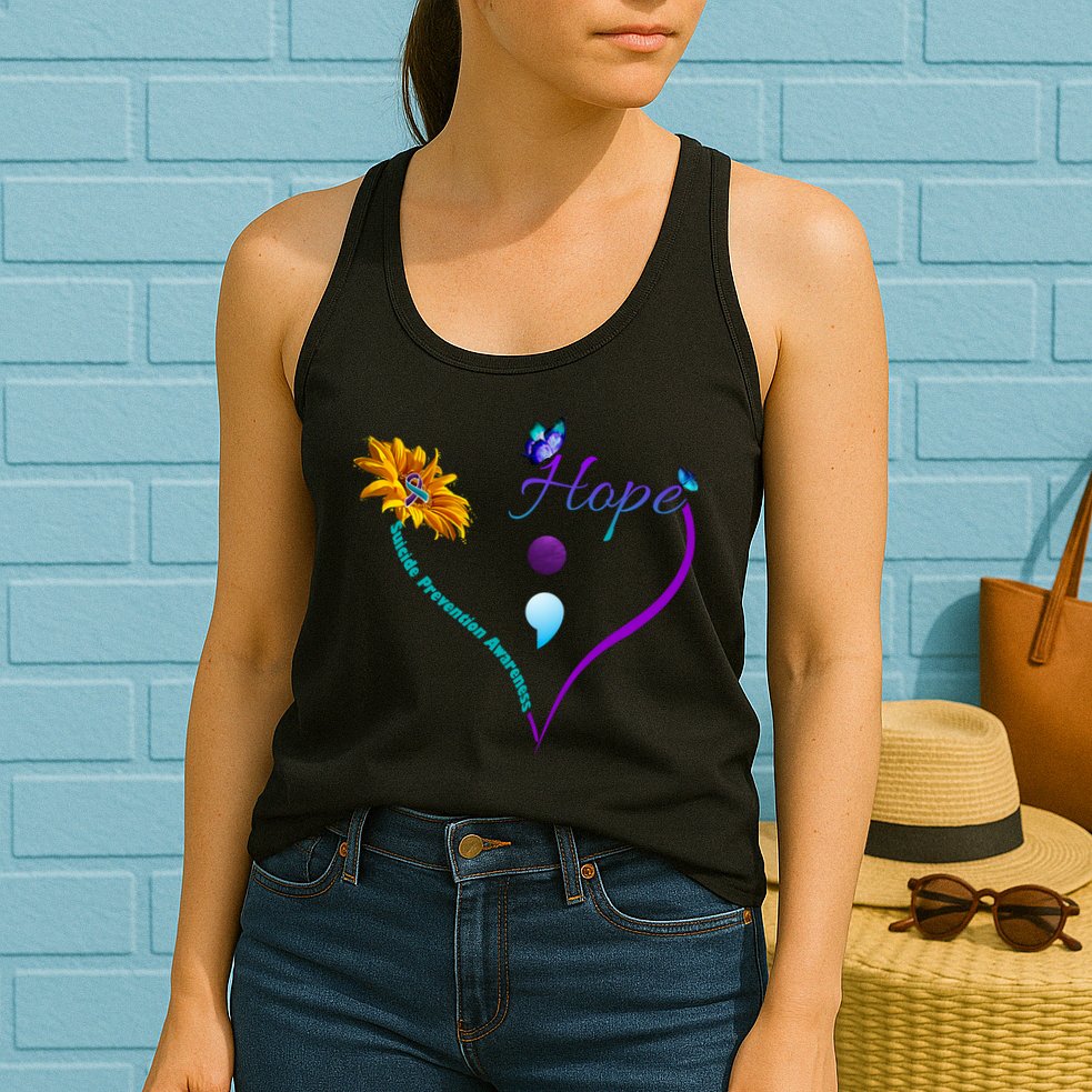 Suicide Prevention Awareness Floral Heart Womens Tank Top