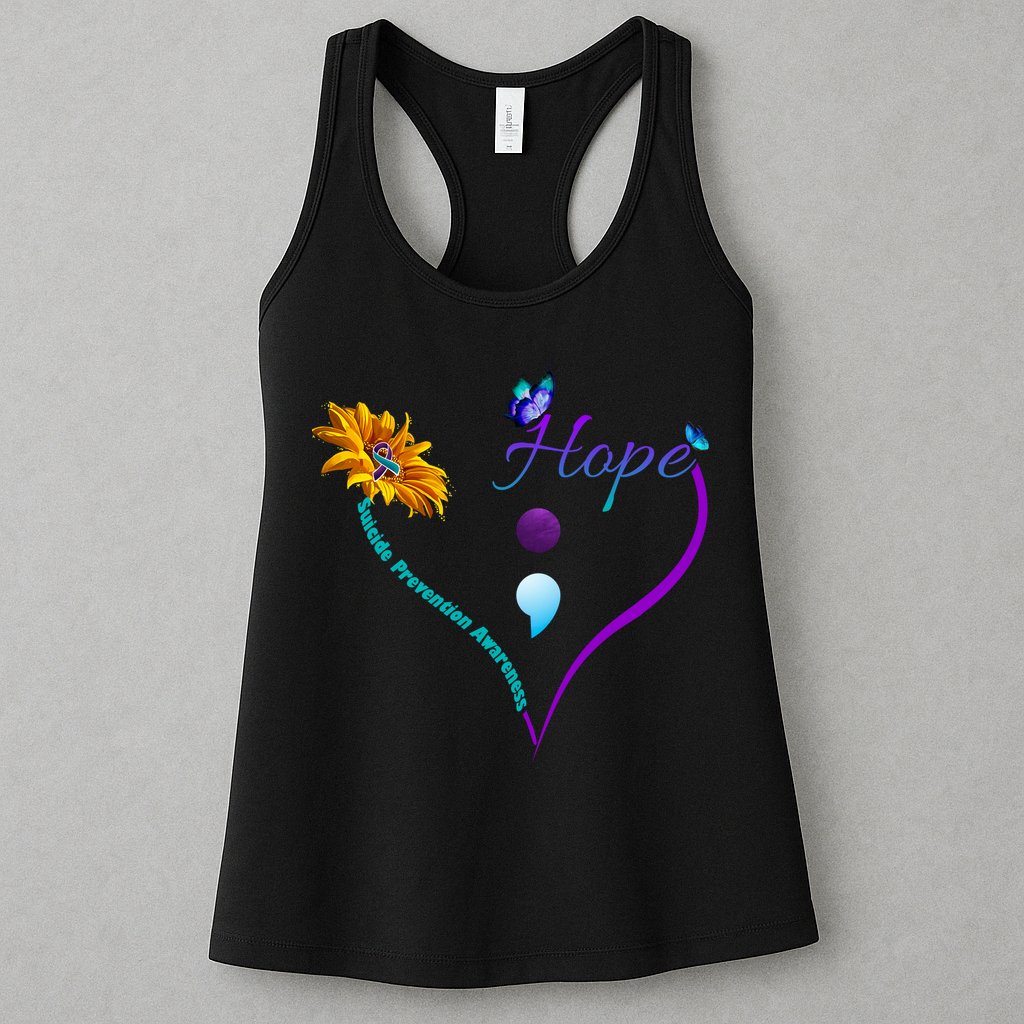 Suicide Prevention Awareness Floral Heart Womens Tank Top