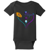 Suicide Prevention Awareness Floral Heart Baby Bodysuit