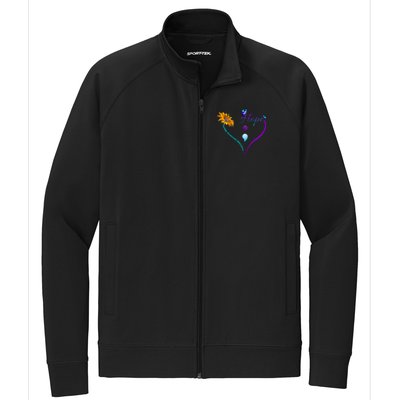 Suicide Prevention Awareness Floral Heart Stretch Full-Zip Cadet Jacket