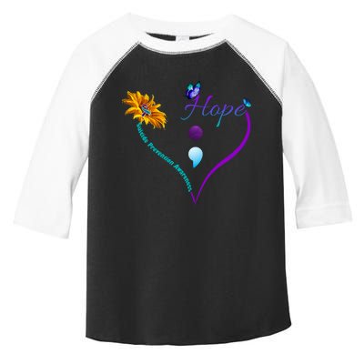 Suicide Prevention Awareness Floral Heart Toddler Fine Jersey T-Shirt