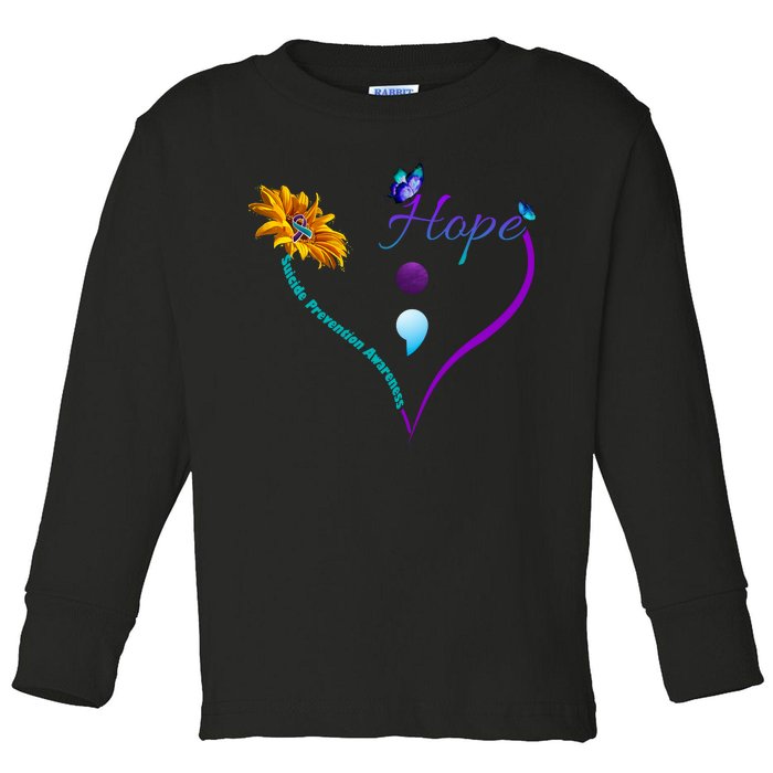 Suicide Prevention Awareness Floral Heart Toddler Long Sleeve Shirt