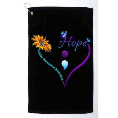 Suicide Prevention Awareness Floral Heart Golf Towel