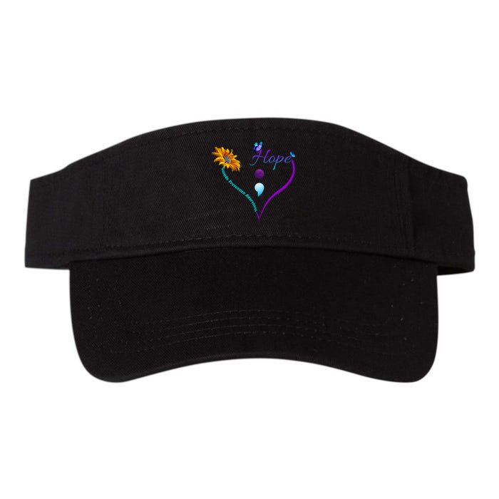 Suicide Prevention Awareness Floral Heart Valucap Bio-Washed Visor