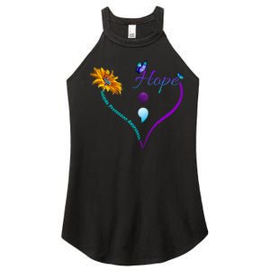 Suicide Prevention Awareness Floral Heart Women's Perfect Tri Rocker Tank