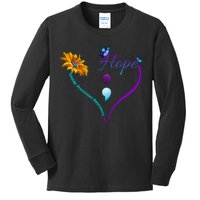 Suicide Prevention Awareness Floral Heart Kids Long Sleeve Shirt