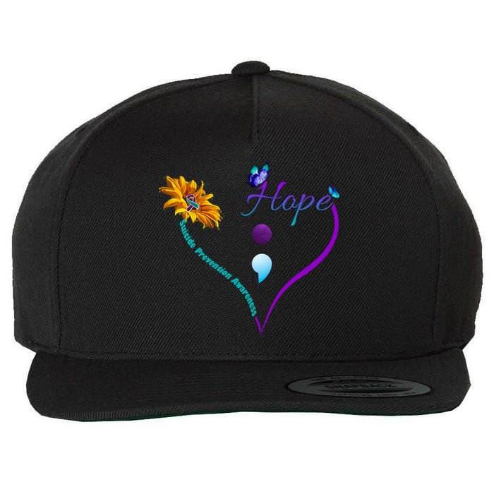 Suicide Prevention Awareness Floral Heart Wool Snapback Cap