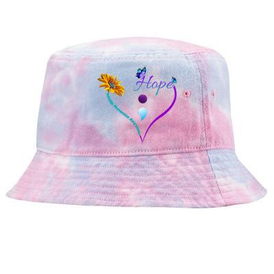 Suicide Prevention Awareness Floral Heart Tie-Dyed Bucket Hat