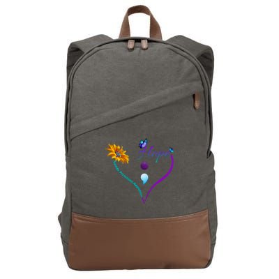 Suicide Prevention Awareness Floral Heart Cotton Canvas Backpack