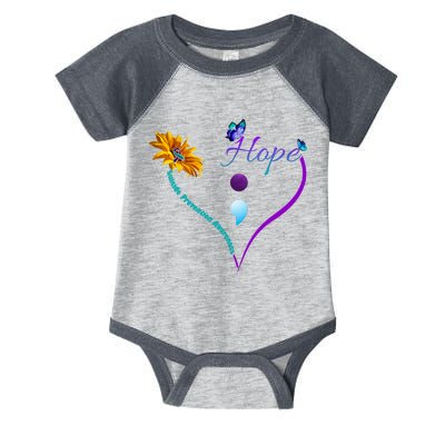 Suicide Prevention Awareness Floral Heart Infant Baby Jersey Bodysuit