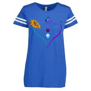 Suicide Prevention Awareness Floral Heart Enza Ladies Jersey Football T-Shirt