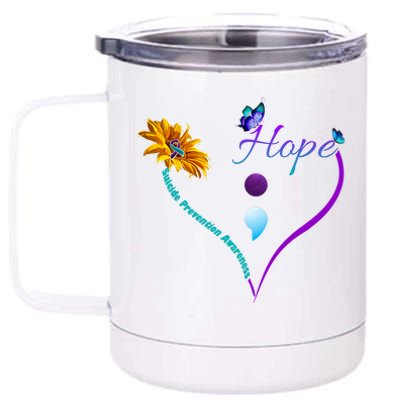 Suicide Prevention Awareness Floral Heart 12 oz Stainless Steel Tumbler Cup