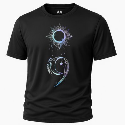 Suicide Prevention Awareness Choose Life Semicolon Gothic Cooling Performance Crew T-Shirt