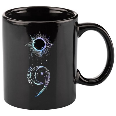 Suicide Prevention Awareness Choose Life Semicolon Gothic 11oz C Handle Ceramic Mug