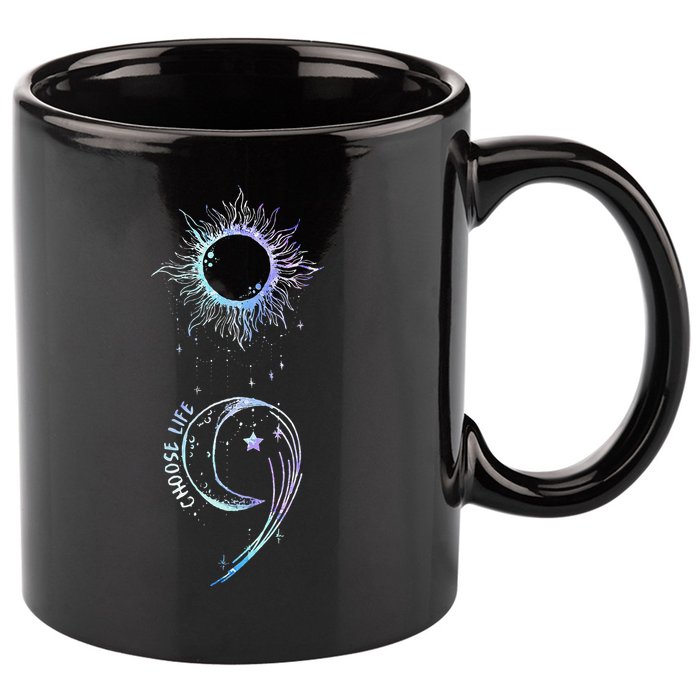Suicide Prevention Awareness Choose Life Semicolon Gothic 11oz C Handle Ceramic Mug