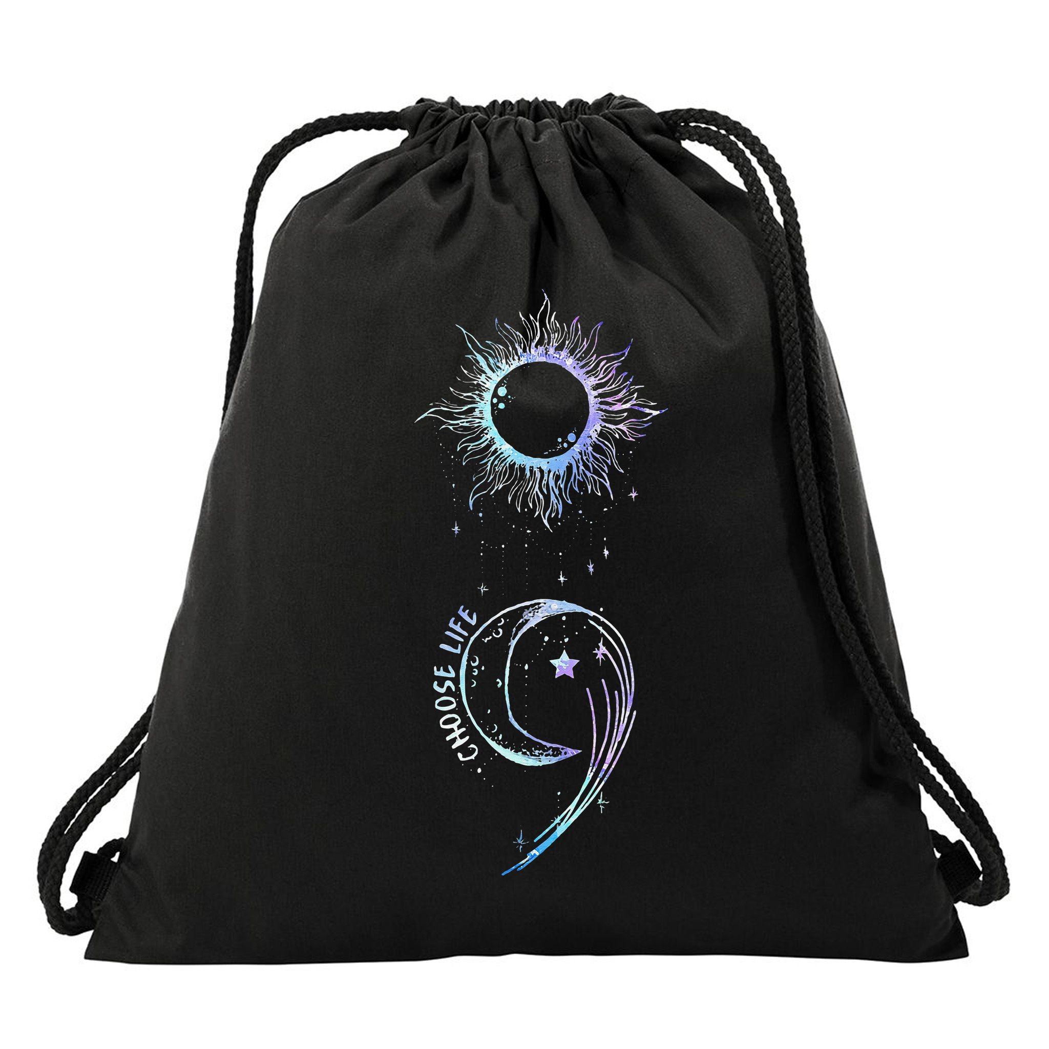 Suicide Prevention Awareness Choose Life Semicolon Gothic Drawstring Bag