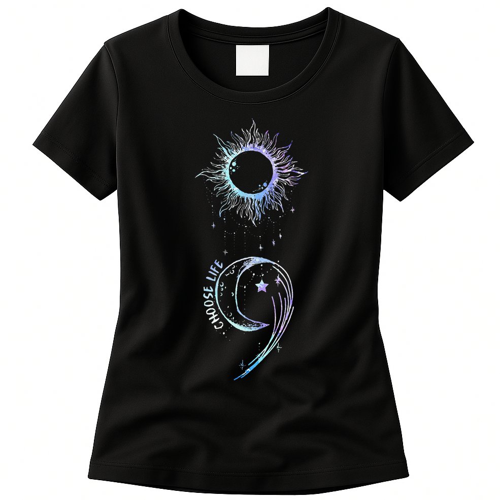 Suicide Prevention Awareness Choose Life Semicolon Gothic Womens T-Shirt