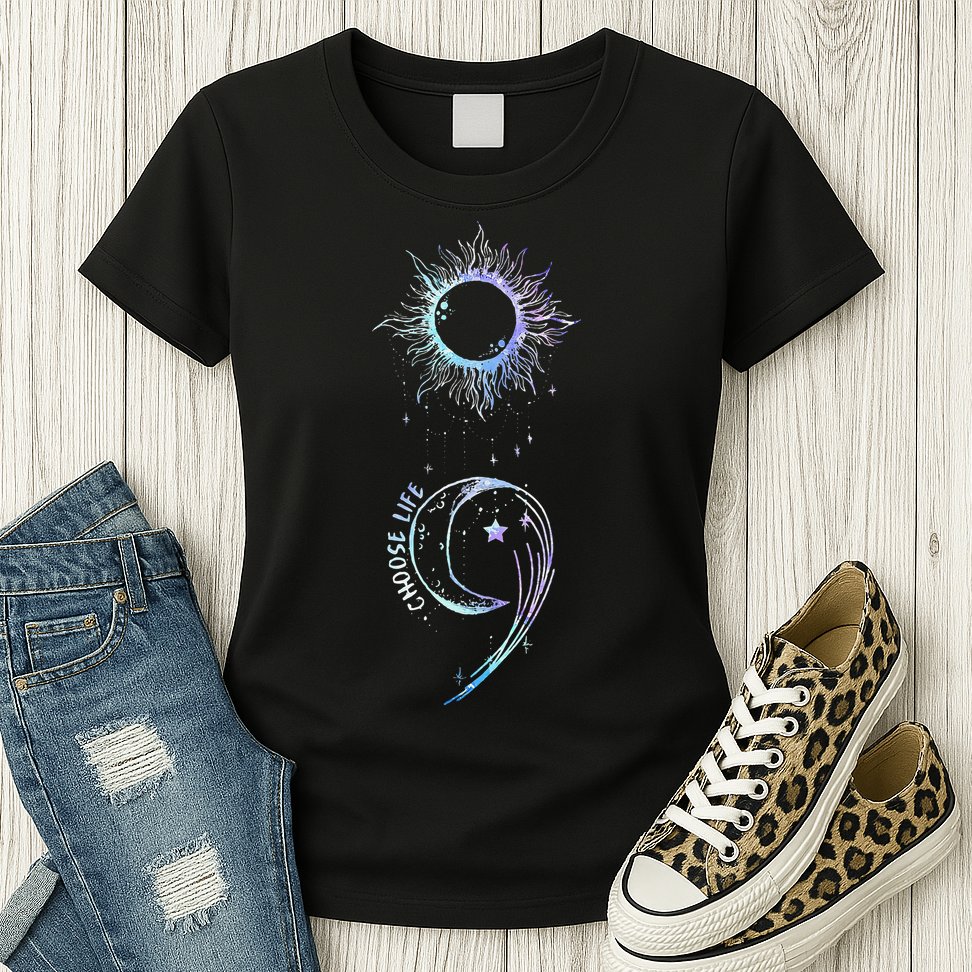 Suicide Prevention Awareness Choose Life Semicolon Gothic Womens T-Shirt