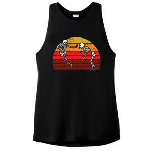 Skeleton Playin American Football Rugby Halloween Sport Ladies PosiCharge Tri-Blend Wicking Tank