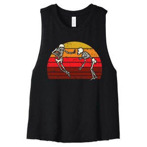 Skeleton Playin American Football Rugby Halloween Sport Women's Racerback Cropped Tank