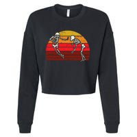 Skeleton Playin American Football Rugby Halloween Sport Cropped Pullover Crew