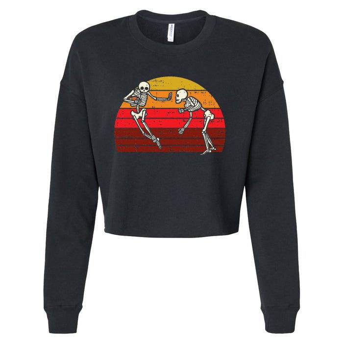 Skeleton Playin American Football Rugby Halloween Sport Cropped Pullover Crew