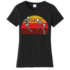 Skeleton Playin American Football Rugby Halloween Sport Women's T-Shirt