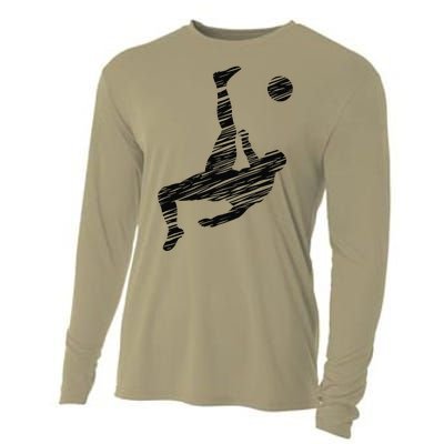 Soccer Player And Soccer Fan Motif Vintage Cooling Performance Long Sleeve Crew