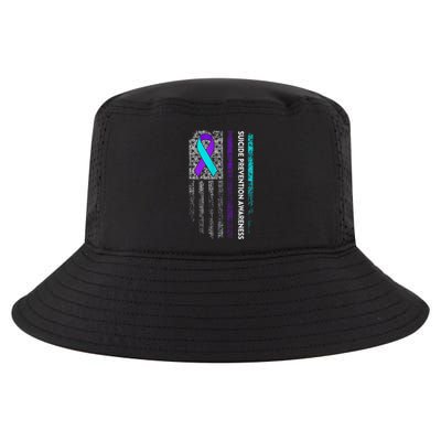 Suicide Prevention Awareness Ribbon American Flag Cool Comfort Performance Bucket Hat