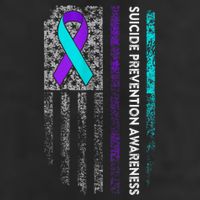 Suicide Prevention Awareness Ribbon American Flag 7 Panel Mesh Trucker Snapback Hat